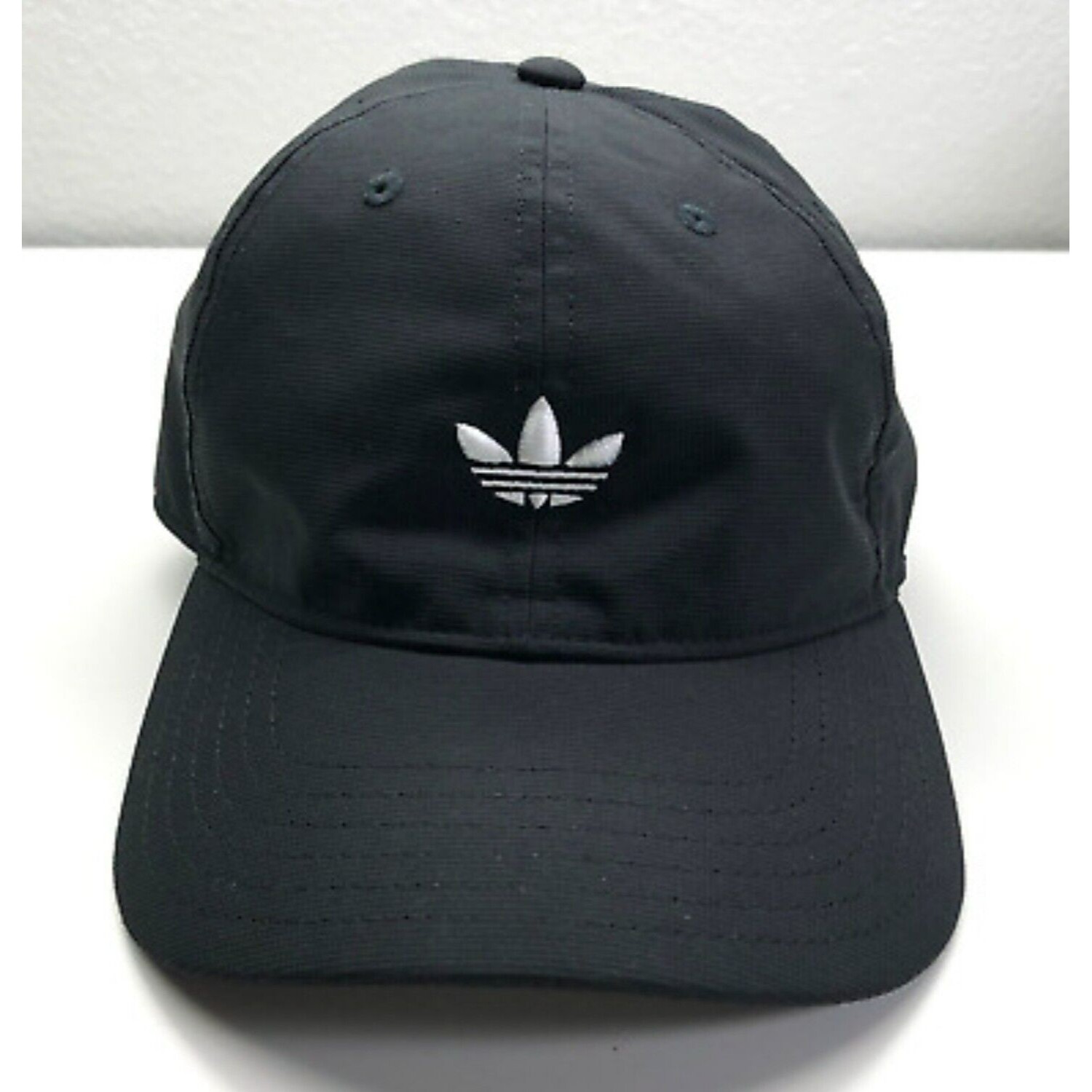 Adidas Lightweight Baseball Cap Black W/White Embroidery Logo Adjustable Hat Euc